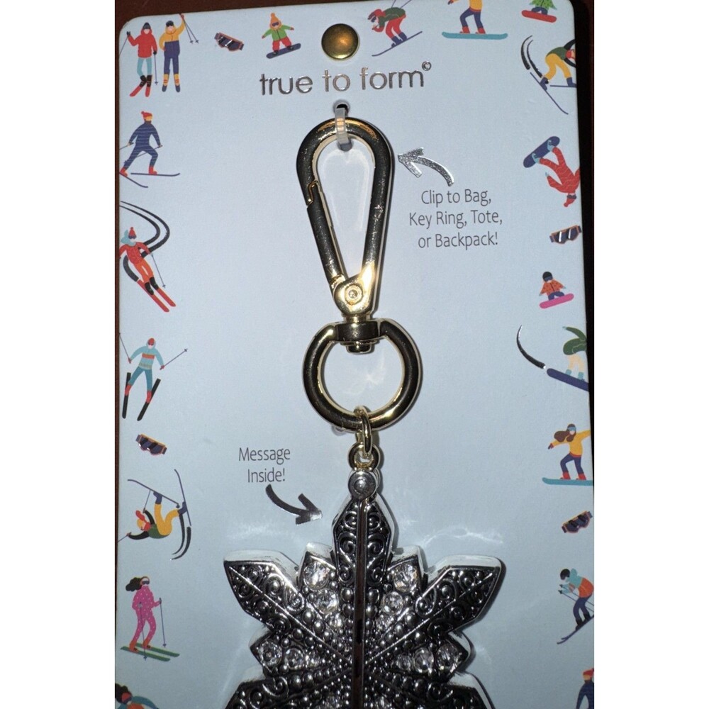 True to Form Snowflake Handbag Charm with "Let It Snow" Message Inside - Picture 4 of 5